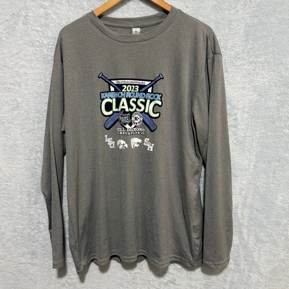BAW Mens XL Grey Long Sleeve Performance T Shirt 2023 Round Rock Classic LS